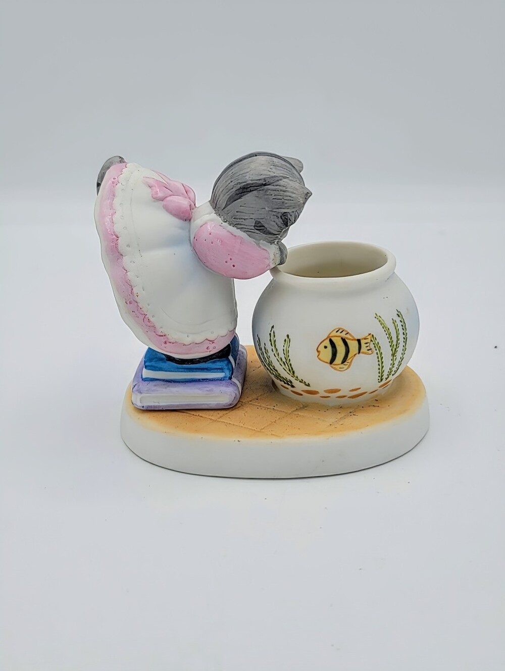 Kitty Cucumber Schmid 1986 B Shackman Cat Fish Bowl Figurine Collectible Vintage - Picture 4 of 9